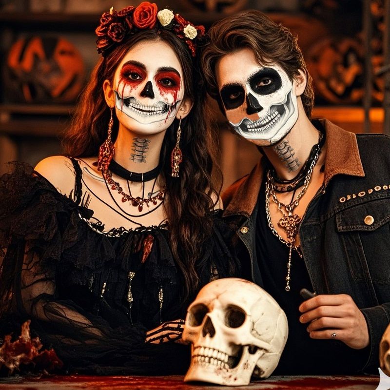 Halloween Mouth Collarbone Makeup Sticker Vampire Skull Lip Decoration Thriller Tattoo Sticker