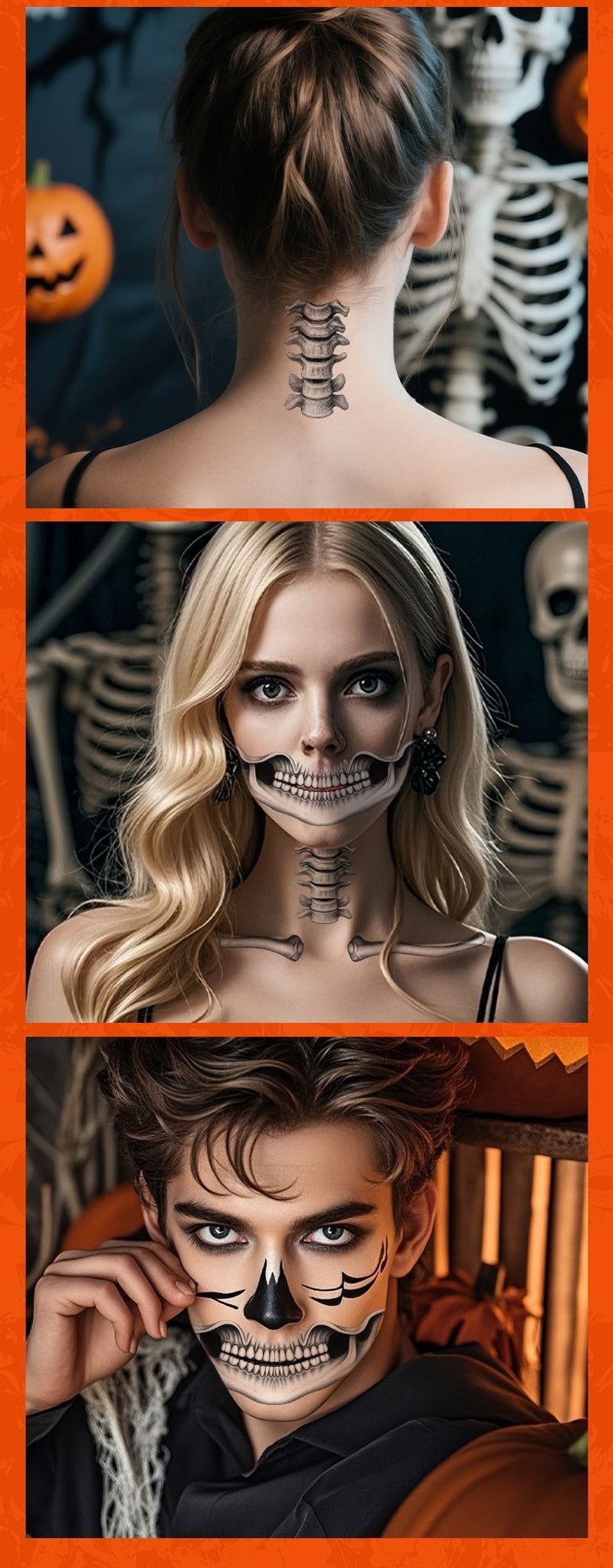Halloween Mouth Collarbone Makeup Sticker Vampire Skull Lip Decoration Thriller Tattoo Sticker