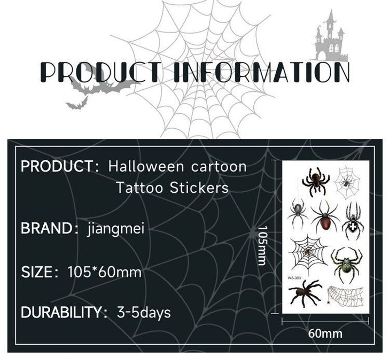 Halloween Spider Series Tattoo Stickers Party Holiday Cartoon Children Temporary Tattoo Sticker