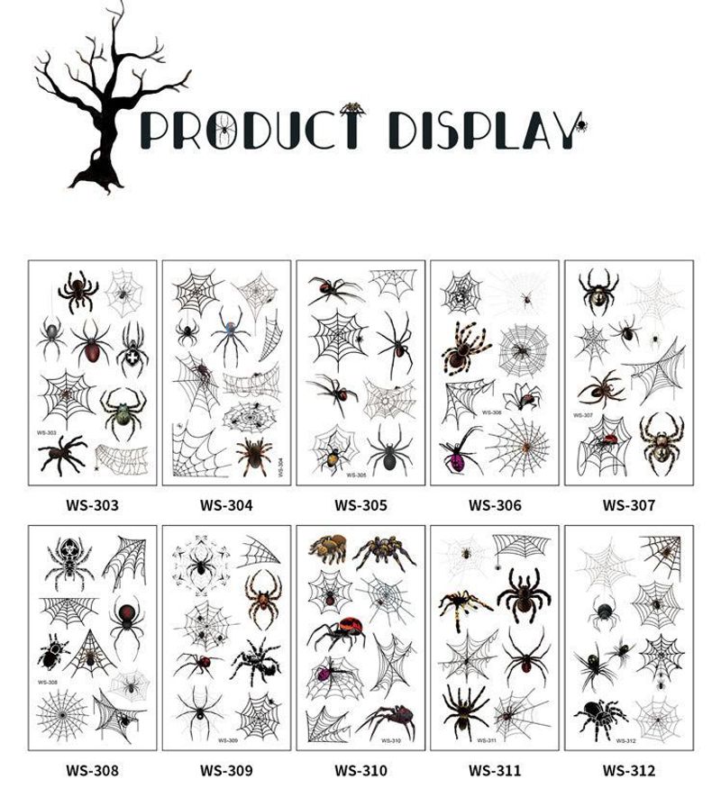 Halloween Spider Series Tattoo Stickers Party Holiday Cartoon Children Temporary Tattoo Sticker