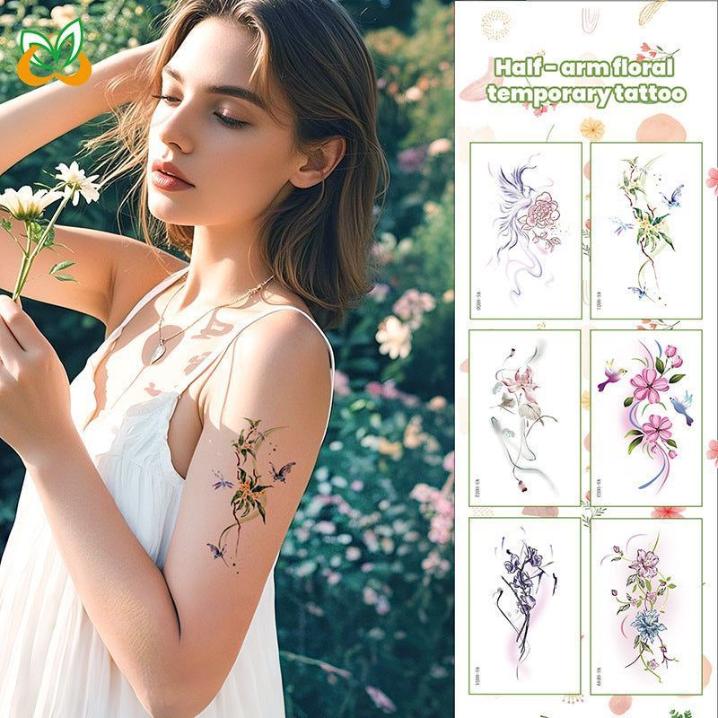 New Flower Tattoo Sticker Waterproof Sweat Summer Decoration Beautiful High-end Simulation Personalized Tattoo Sticker Fashion