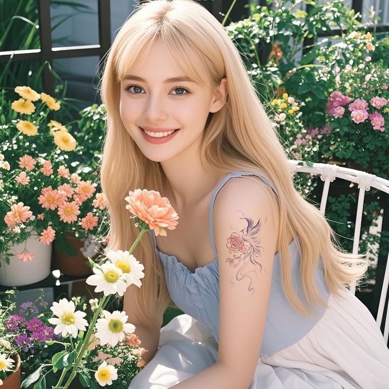 New Flower Tattoo Sticker Waterproof Sweat Summer Decoration Beautiful High-end Simulation Personalized Tattoo Sticker Fashion