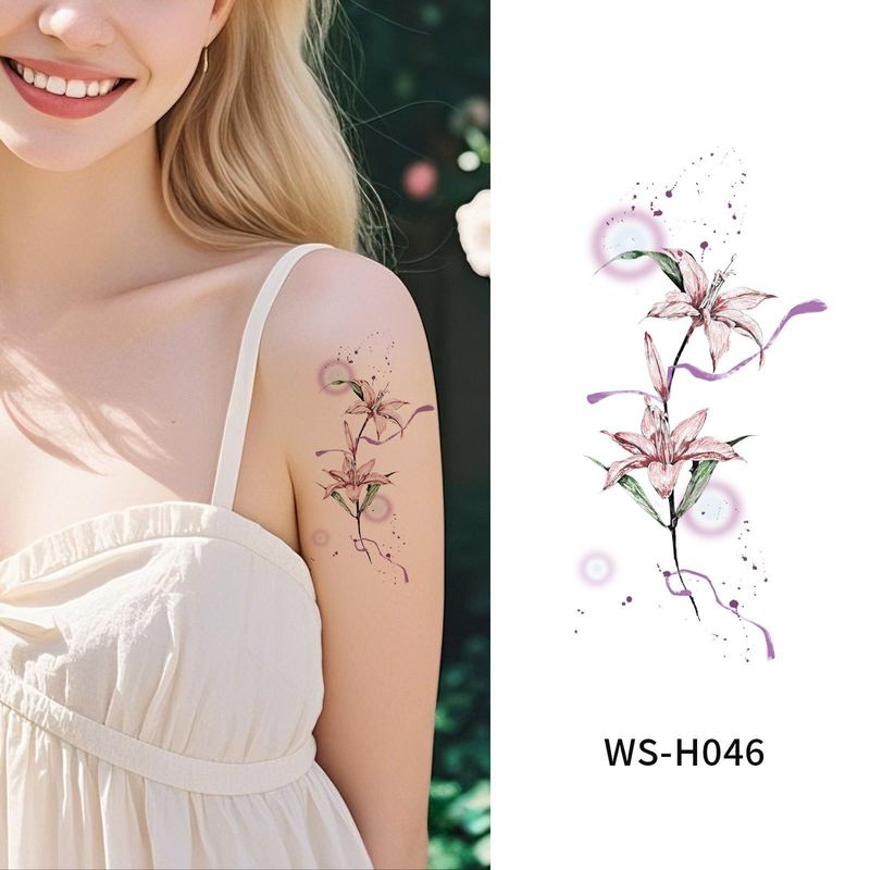 New Flower Tattoo Sticker Waterproof Sweat Summer Decoration Beautiful High-end Simulation Personalized Tattoo Sticker Fashion