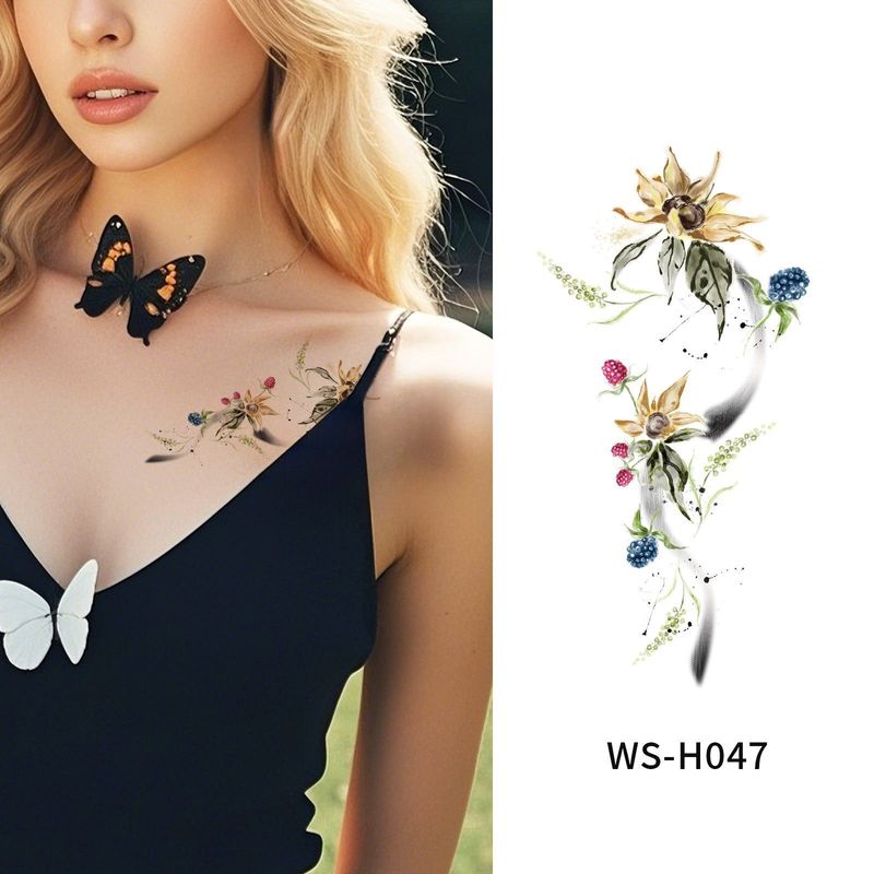New Flower Tattoo Sticker Waterproof Sweat Summer Decoration Beautiful High-end Simulation Personalized Tattoo Sticker Fashion