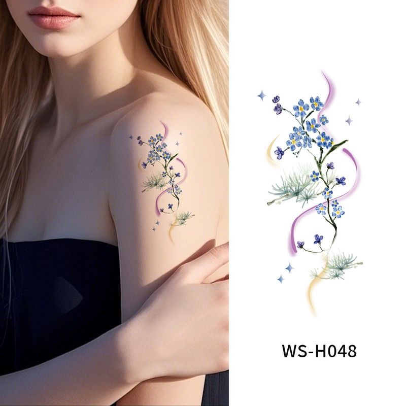 New Flower Tattoo Sticker Waterproof Sweat Summer Decoration Beautiful High-end Simulation Personalized Tattoo Sticker Fashion