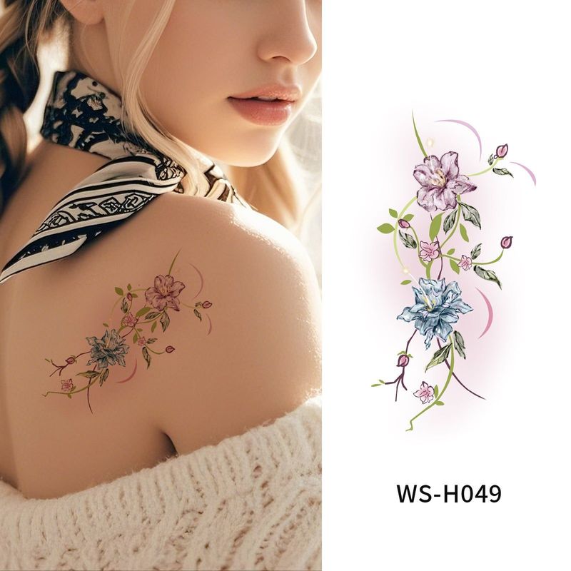 New Flower Tattoo Sticker Waterproof Sweat Summer Decoration Beautiful High-end Simulation Personalized Tattoo Sticker Fashion