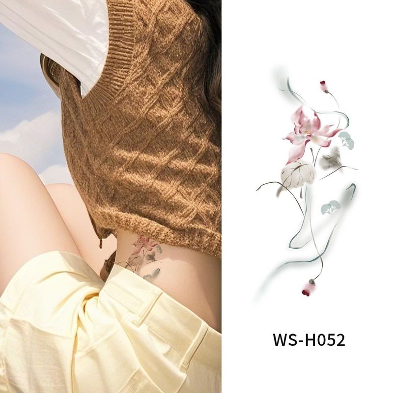 New Flower Tattoo Sticker Waterproof Sweat Summer Decoration Beautiful High-end Simulation Personalized Tattoo Sticker Fashion