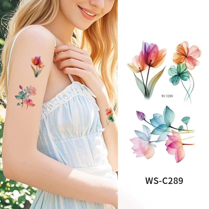 New Flower Tattoo Sticker Waterproof Sweat Summer Decoration Beautiful High-end Simulation Personalized Tattoo Sticker Fashion