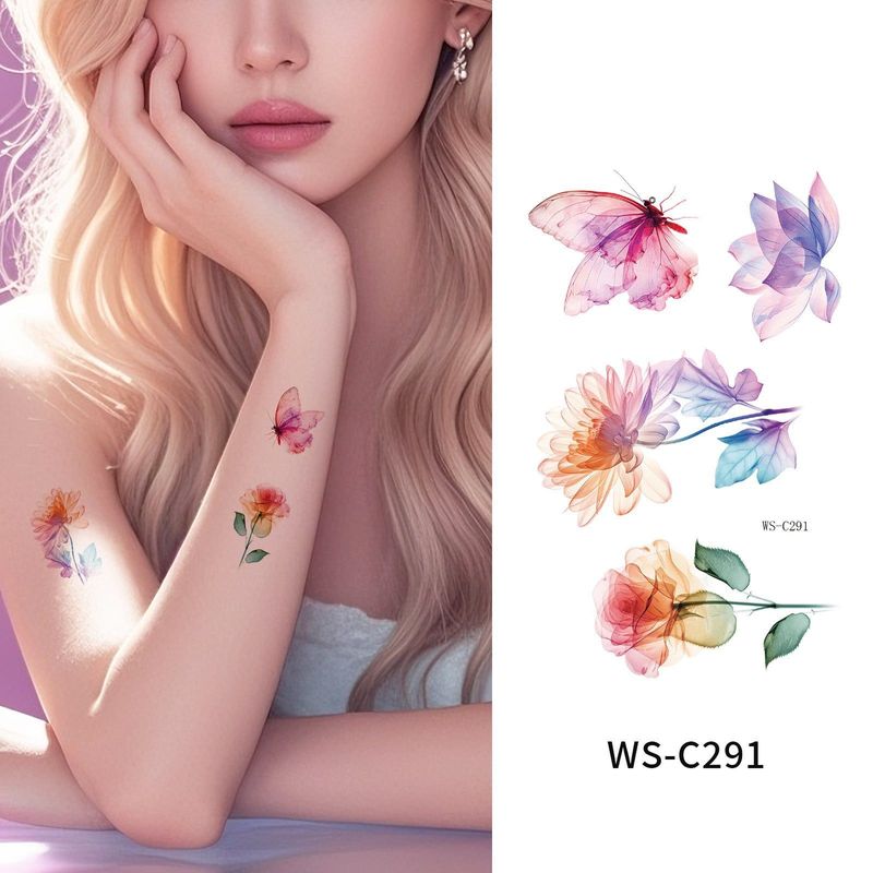 New Flower Tattoo Sticker Waterproof Sweat Summer Decoration Beautiful High-end Simulation Personalized Tattoo Sticker Fashion