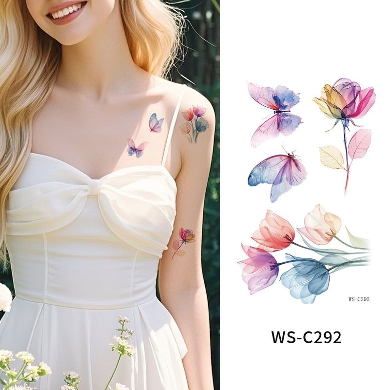New Flower Tattoo Sticker Waterproof Sweat Summer Decoration Beautiful High-end Simulation Personalized Tattoo Sticker Fashion