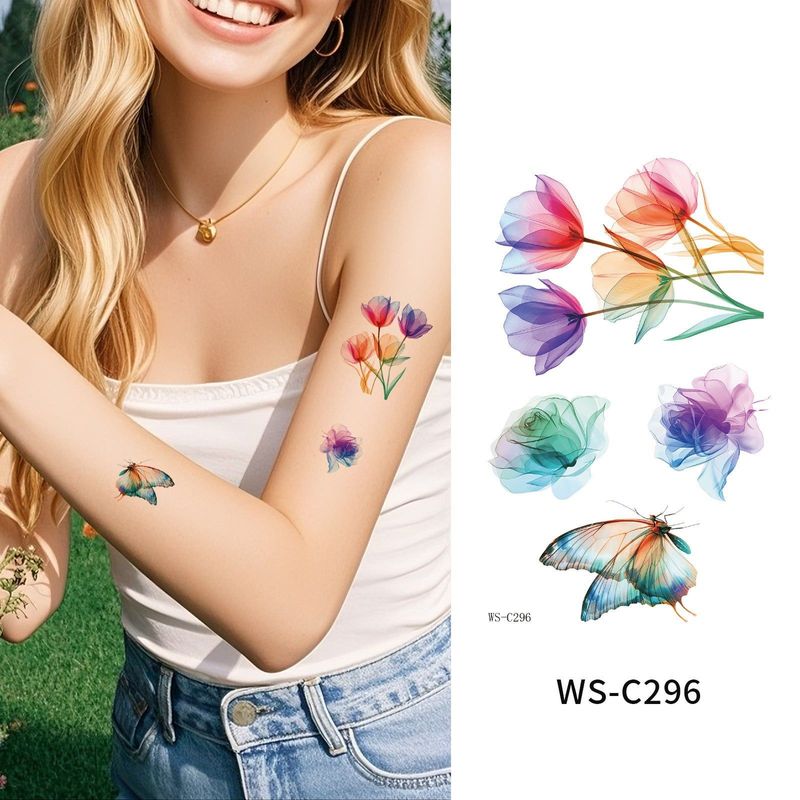New Flower Tattoo Sticker Waterproof Sweat Summer Decoration Beautiful High-end Simulation Personalized Tattoo Sticker Fashion