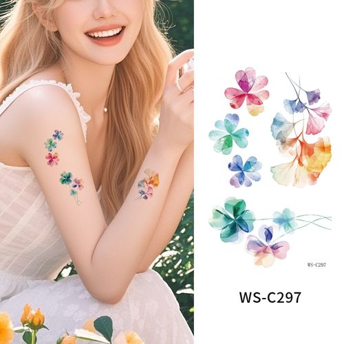 New Flower Tattoo Sticker Waterproof Sweat Summer Decoration Beautiful High-end Simulation Personalized Tattoo Sticker Fashion