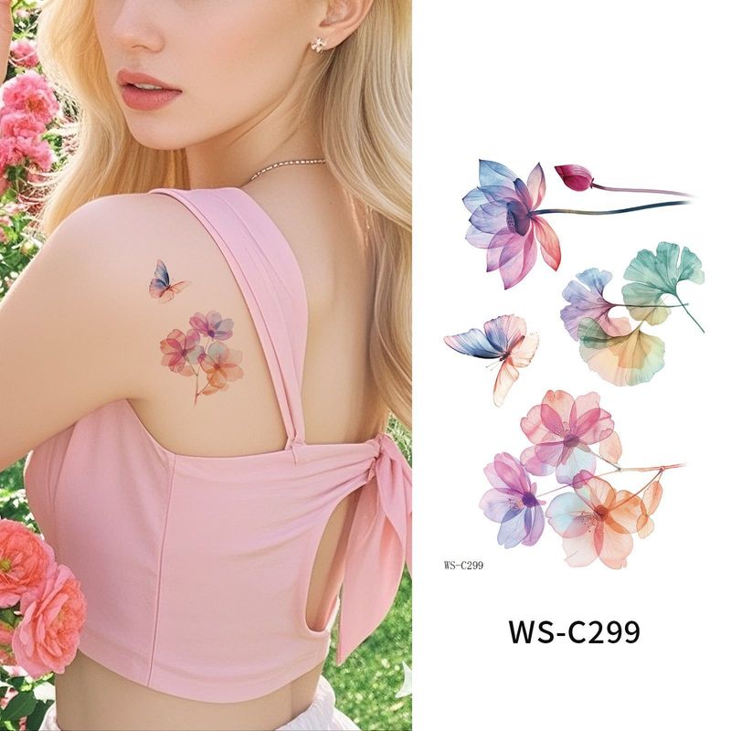 New Flower Tattoo Sticker Waterproof Sweat Summer Decoration Beautiful High-end Simulation Personalized Tattoo Sticker Fashion