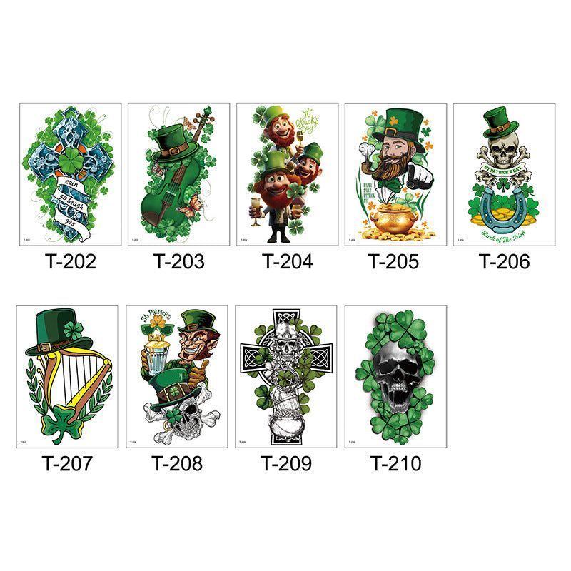 New Irish National Day Tattoo Sticker St Patrick's Day Party Party Disposable Men's And Women's Flower Arm Fashion