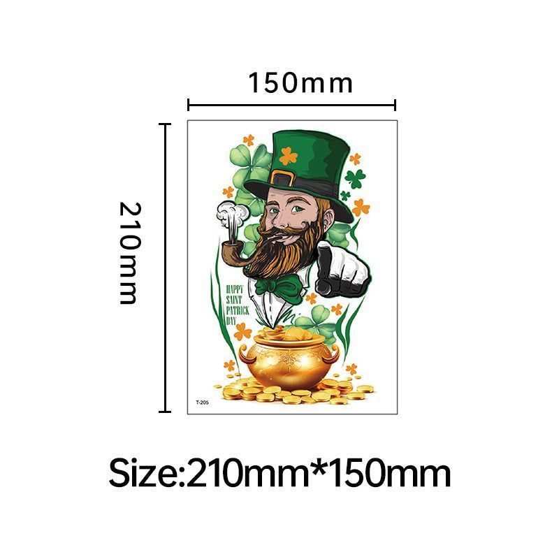 New Irish National Day Tattoo Sticker St Patrick's Day Party Party Disposable Men's And Women's Flower Arm Fashion