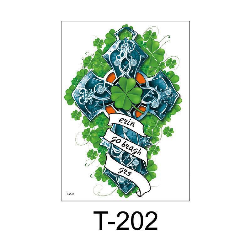 New Irish National Day Tattoo Sticker St Patrick's Day Party Party Disposable Men's And Women's Flower Arm Fashion