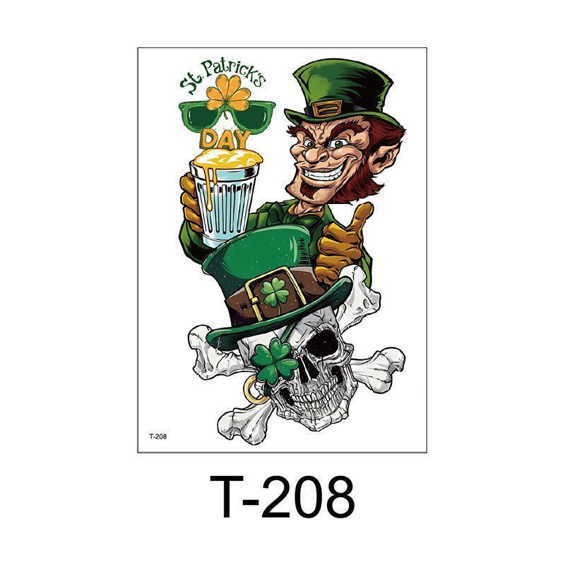 New Irish National Day Tattoo Sticker St Patrick's Day Party Party Disposable Men's And Women's Flower Arm Fashion