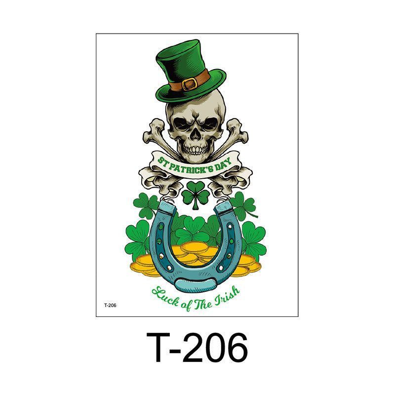 New Irish National Day Tattoo Sticker St Patrick's Day Party Party Disposable Men's And Women's Flower Arm Fashion