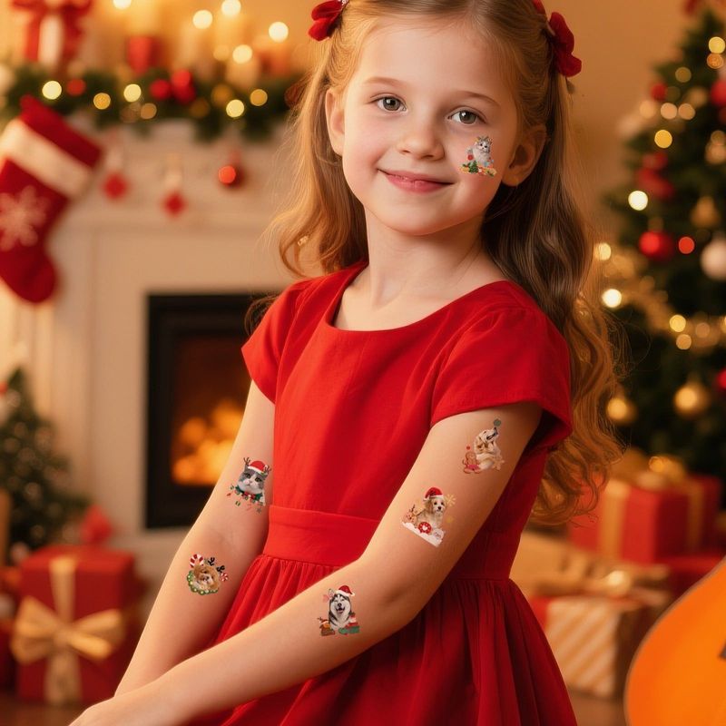 Christmas New Animal Decoration Tattoo Sticker Party Holiday Cat Dog Decoration Home Holiday Party Decoration