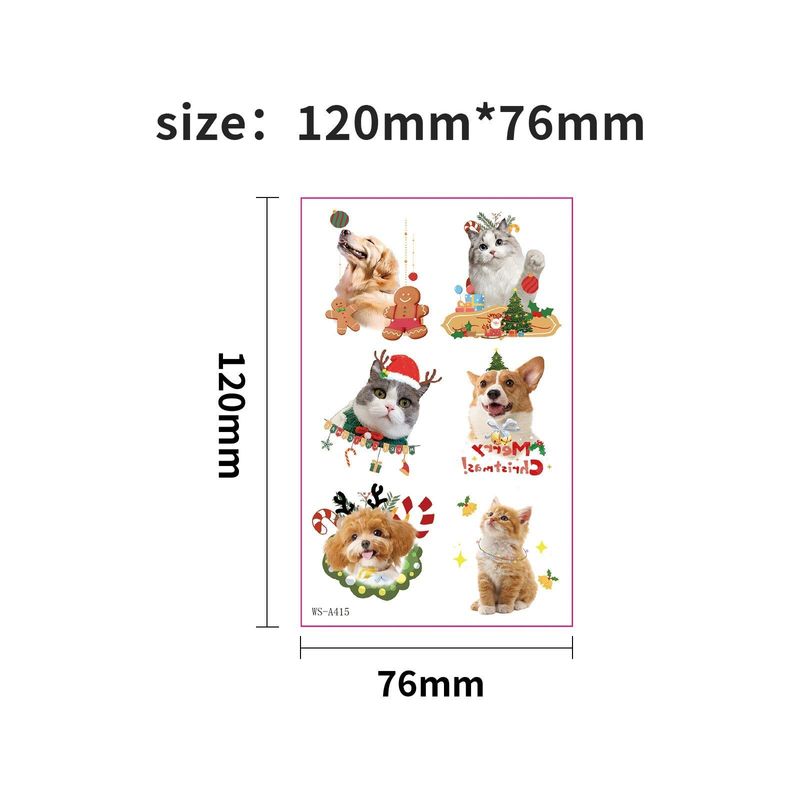 Christmas New Animal Decoration Tattoo Sticker Party Holiday Cat Dog Decoration Home Holiday Party Decoration