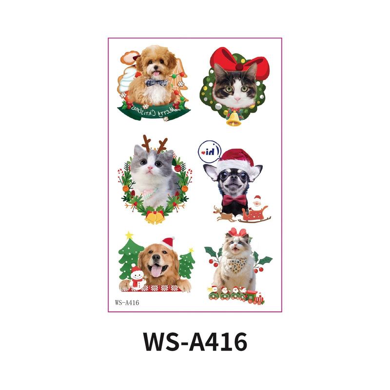 Christmas New Animal Decoration Tattoo Sticker Party Holiday Cat Dog Decoration Home Holiday Party Decoration