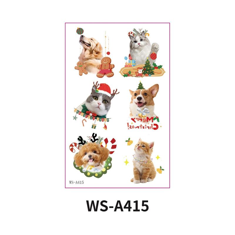 Christmas New Animal Decoration Tattoo Sticker Party Holiday Cat Dog Decoration Home Holiday Party Decoration