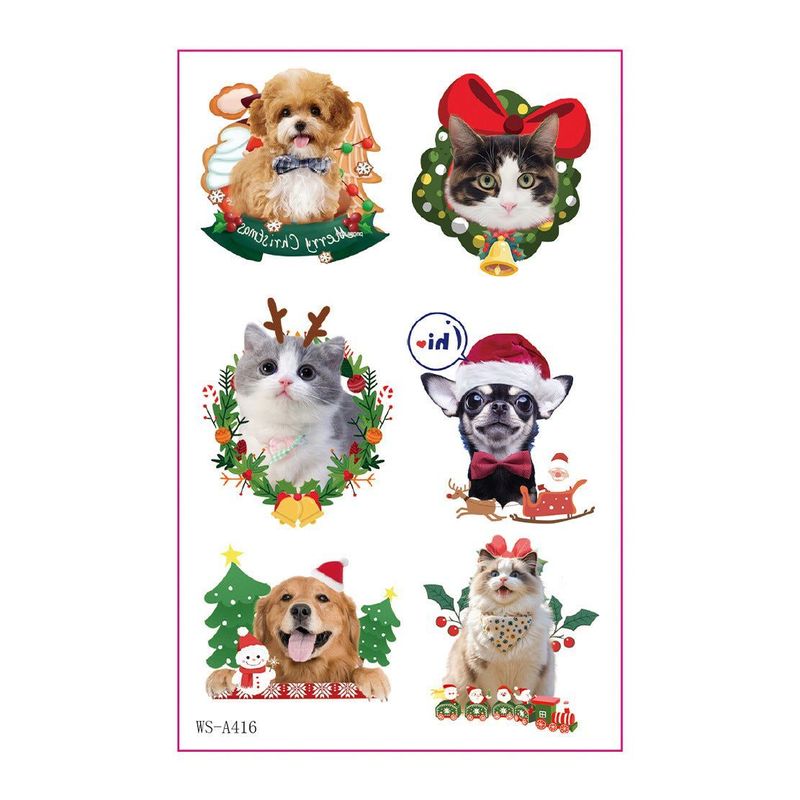 Christmas New Animal Decoration Tattoo Sticker Party Holiday Cat Dog Decoration Home Holiday Party Decoration