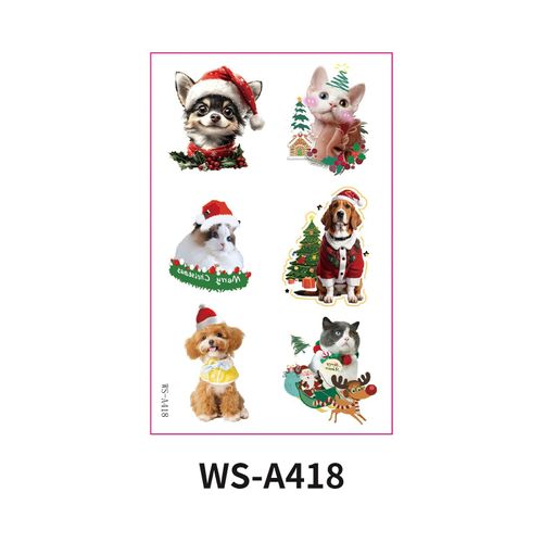 Christmas New Animal Decoration Tattoo Sticker Party Holiday Cat Dog Decoration Home Holiday Party Decoration