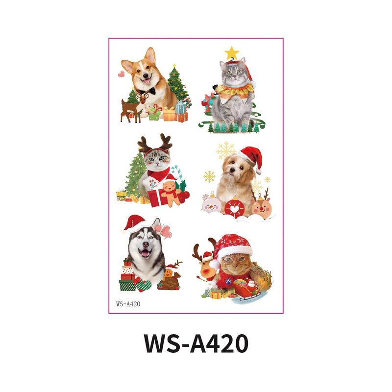 Christmas New Animal Decoration Tattoo Sticker Party Holiday Cat Dog Decoration Home Holiday Party Decoration