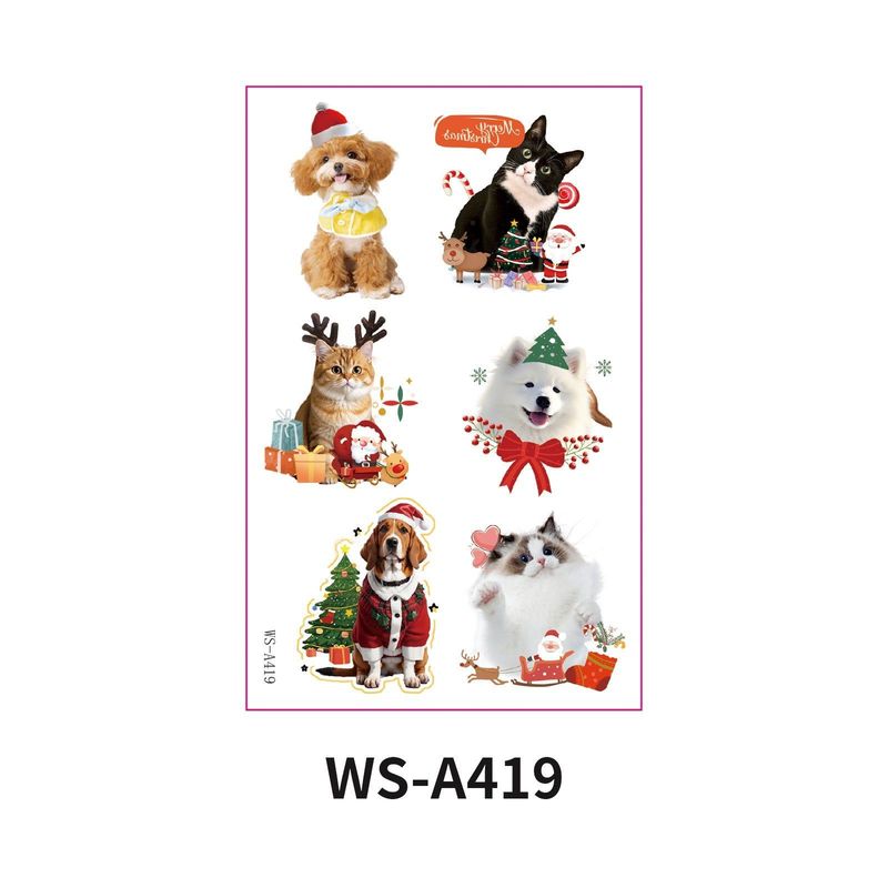 Christmas New Animal Decoration Tattoo Sticker Party Holiday Cat Dog Decoration Home Holiday Party Decoration
