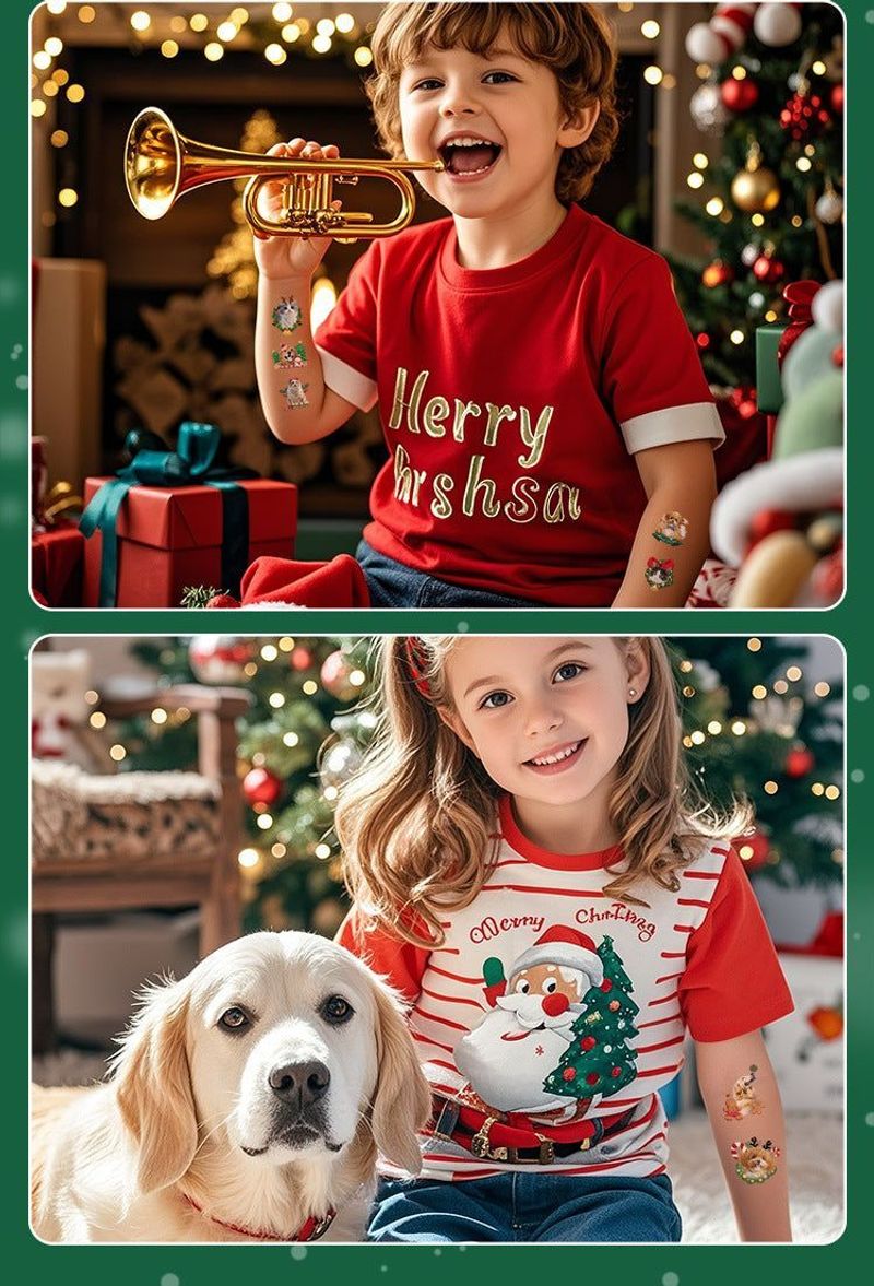 Christmas New Animal Decoration Tattoo Sticker Party Holiday Cat Dog Decoration Home Holiday Party Decoration