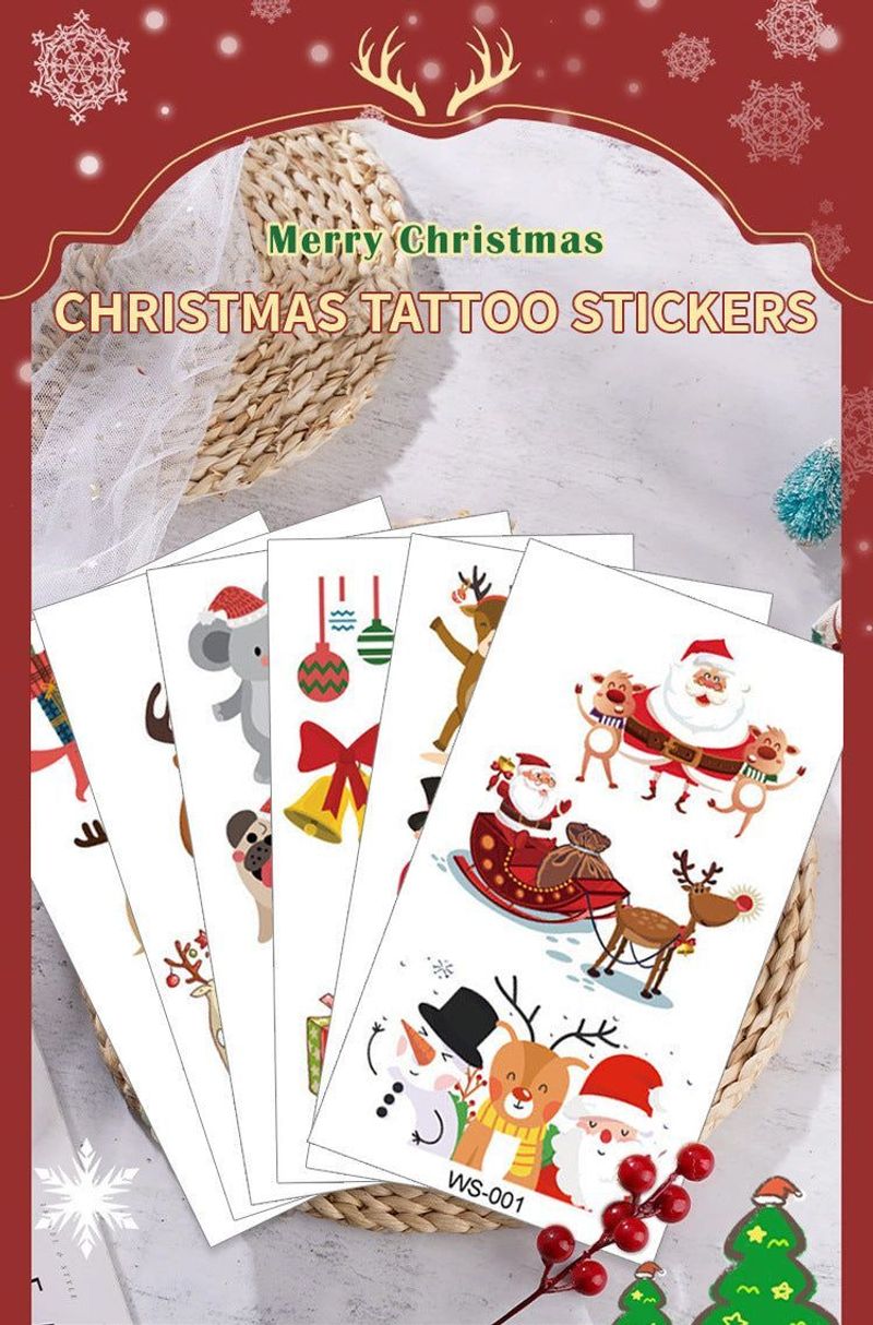 Creative Christmas Candle Tattoo Sticker DIY Candle Water Sticker Gift Box Waterproof Party Temporary Tattoo Sticker