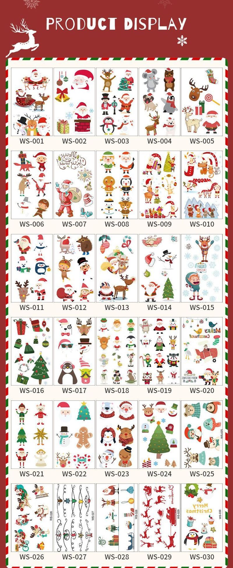 Creative Christmas Candle Tattoo Sticker DIY Candle Water Sticker Gift Box Waterproof Party Temporary Tattoo Sticker