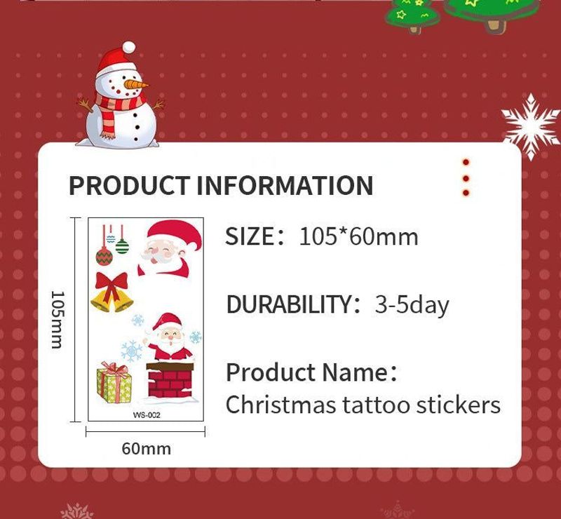 Creative Christmas Candle Tattoo Sticker DIY Candle Water Sticker Gift Box Waterproof Party Temporary Tattoo Sticker