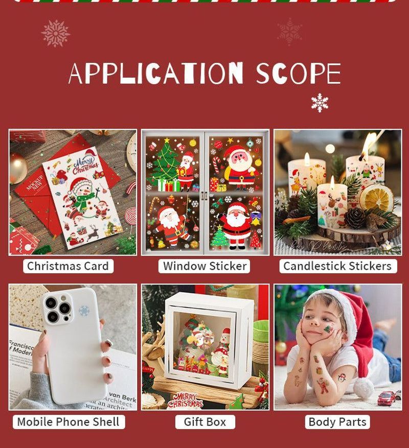 Creative Christmas Candle Tattoo Sticker DIY Candle Water Sticker Gift Box Waterproof Party Temporary Tattoo Sticker