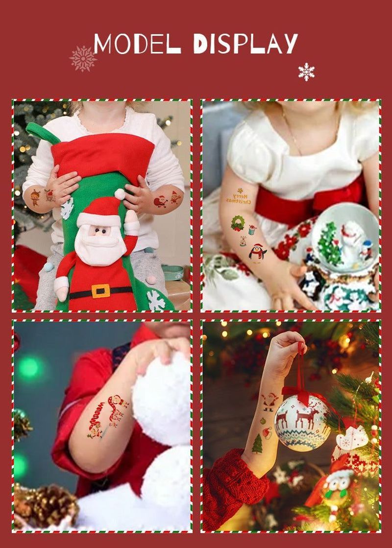 Creative Christmas Candle Tattoo Sticker DIY Candle Water Sticker Gift Box Waterproof Party Temporary Tattoo Sticker