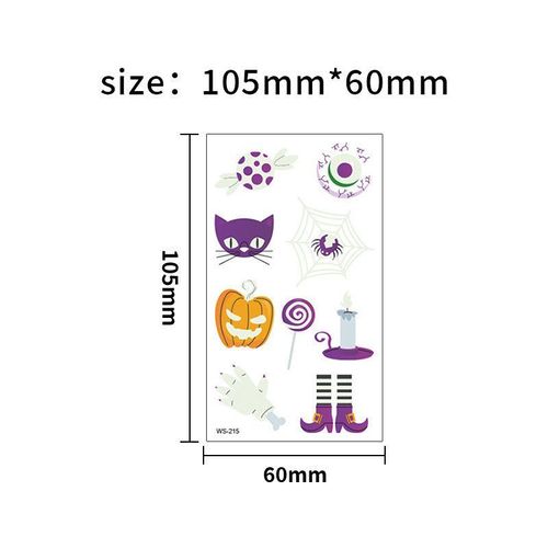New Cartoon Halloween Luminous Tattoo Sticker Million Children Party Holiday Green Glow Temporary Decorative Tattoo Night light