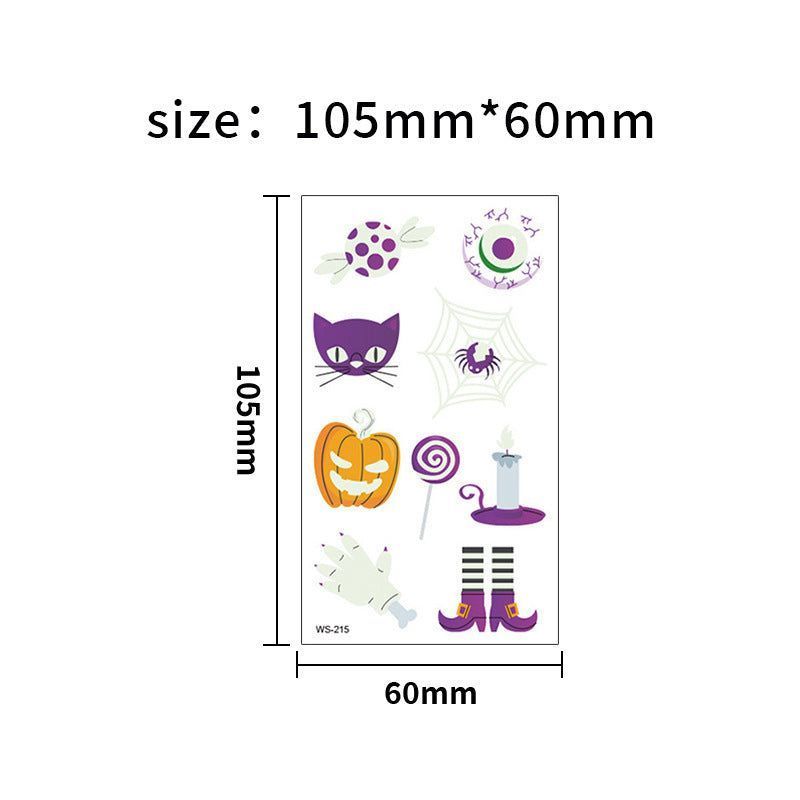 New Cartoon Halloween Luminous Tattoo Sticker Million Children Party Holiday Green Glow Temporary Decorative Tattoo Night light