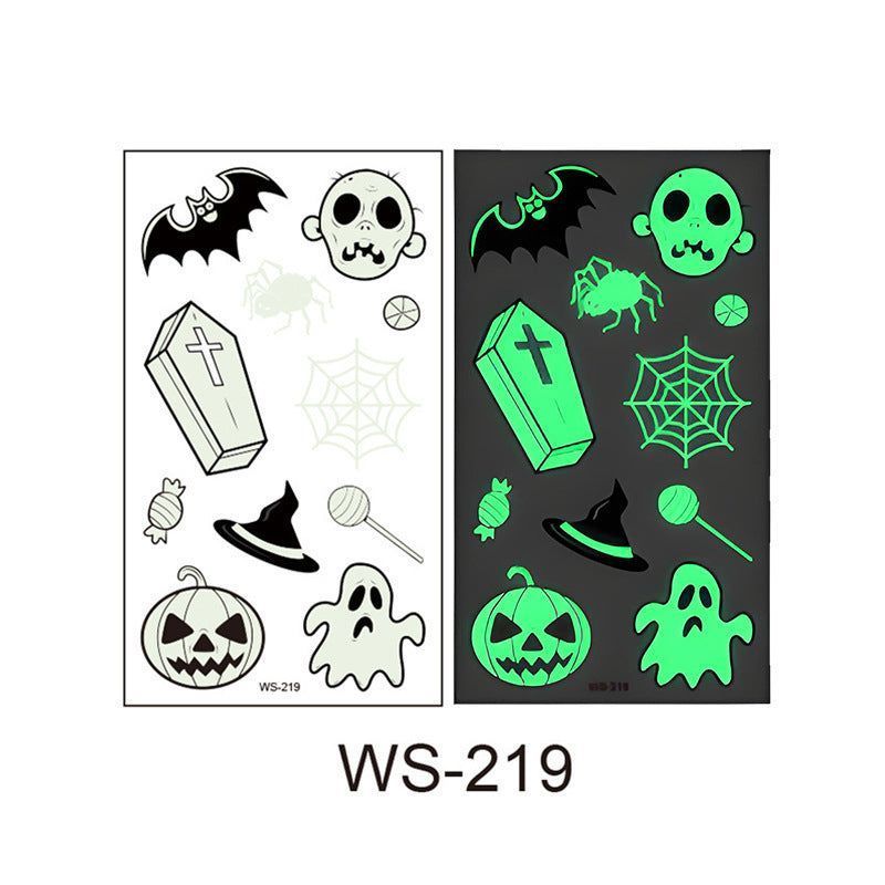 New Cartoon Halloween Luminous Tattoo Sticker Million Children Party Holiday Green Glow Temporary Decorative Tattoo Night light