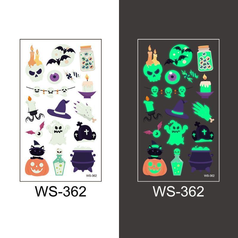 New Cartoon Halloween Luminous Tattoo Sticker Million Children Party Holiday Green Glow Temporary Decorative Tattoo Night light