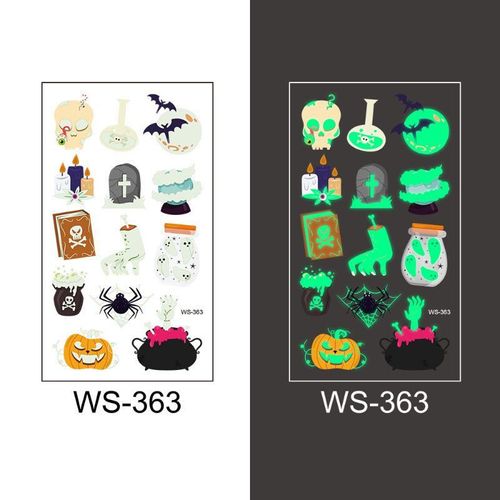 New Cartoon Halloween Luminous Tattoo Sticker Million Children Party Holiday Green Glow Temporary Decorative Tattoo Night light