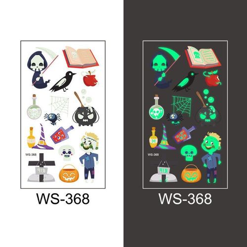 New Cartoon Halloween Luminous Tattoo Sticker Million Children Party Holiday Green Glow Temporary Decorative Tattoo Night light