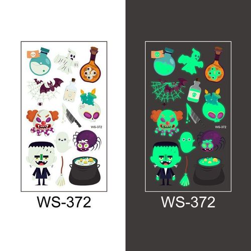 New Cartoon Halloween Luminous Tattoo Sticker Million Children Party Holiday Green Glow Temporary Decorative Tattoo Night light