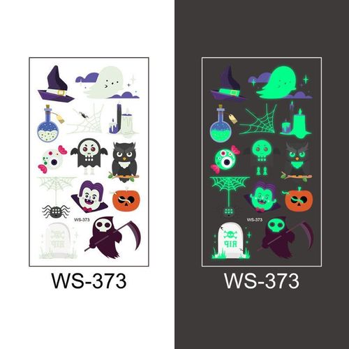 New Cartoon Halloween Luminous Tattoo Sticker Million Children Party Holiday Green Glow Temporary Decorative Tattoo Night light