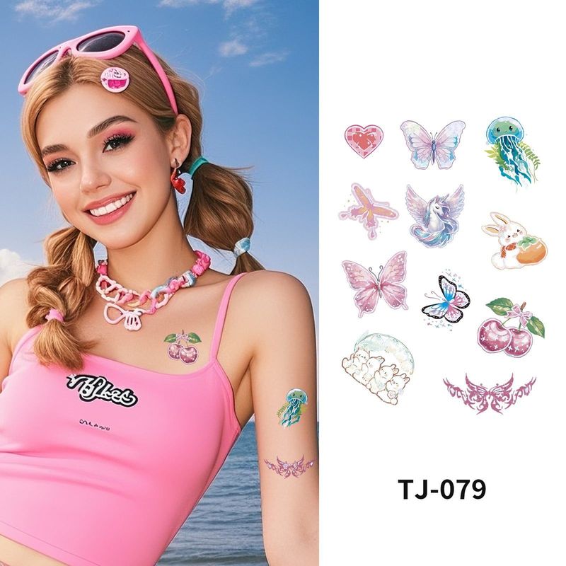 New Color Butterfly Laser Tattoo Sticker Waterproof Long-lasting Cute Dopamine Arm Simulation Tattoo Sticker Fashion