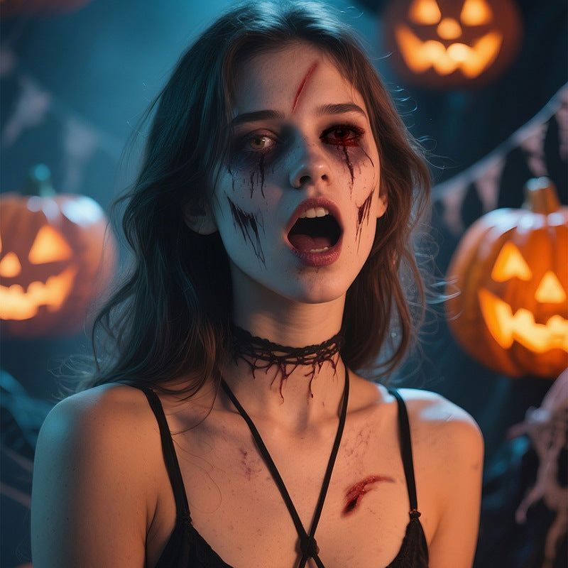 New Halloween Scar Tattoo Stickers for Parties, Horror and Bloody Wound Makeup, Disposable Temporary Scar Stickers