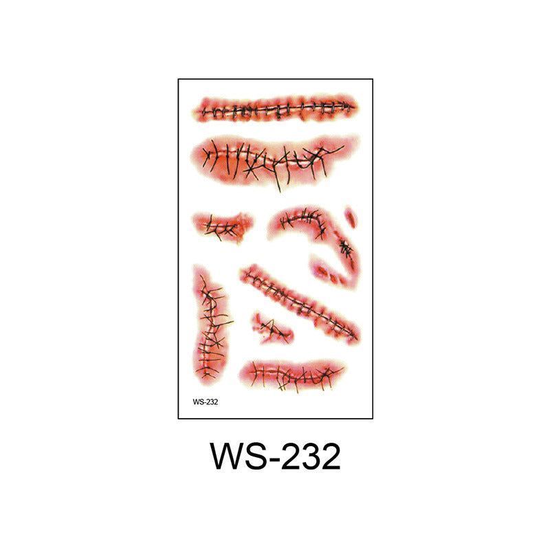 New Halloween Scar Tattoo Stickers for Parties, Horror and Bloody Wound Makeup, Disposable Temporary Scar Stickers