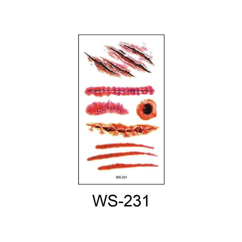 New Halloween Scar Tattoo Stickers for Parties, Horror and Bloody Wound Makeup, Disposable Temporary Scar Stickers