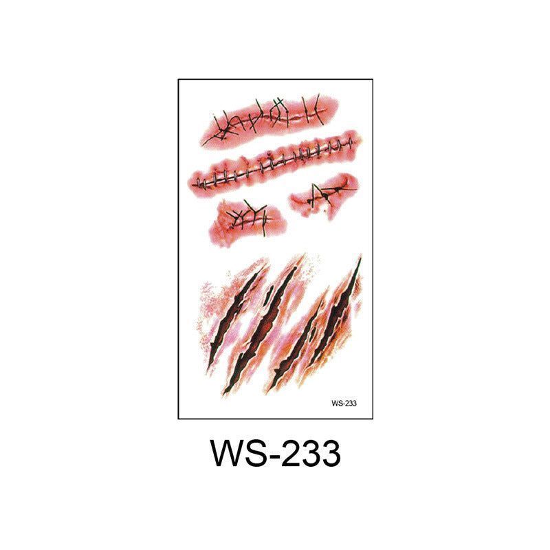 New Halloween Scar Tattoo Stickers for Parties, Horror and Bloody Wound Makeup, Disposable Temporary Scar Stickers