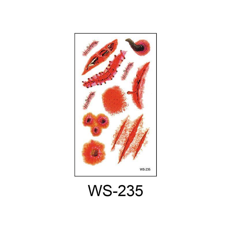 New Halloween Scar Tattoo Stickers for Parties, Horror and Bloody Wound Makeup, Disposable Temporary Scar Stickers